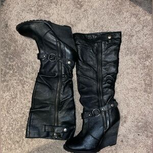 Bakers Black Knee-High Leather Boots